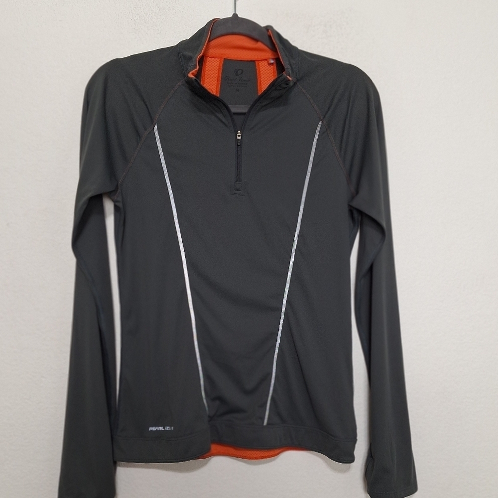 Pearl Izumi Womens Gray Orange Athletic Quarter Zip Cycling Jersey Jacket Size M